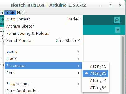 Arduino IDE 1.5 mit ATtiny